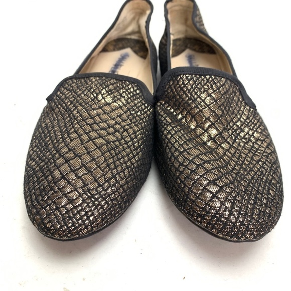 SAM & LIBBY EDELMAN Gold Black Loafers Flats sz 8 - Picture 6 of 16